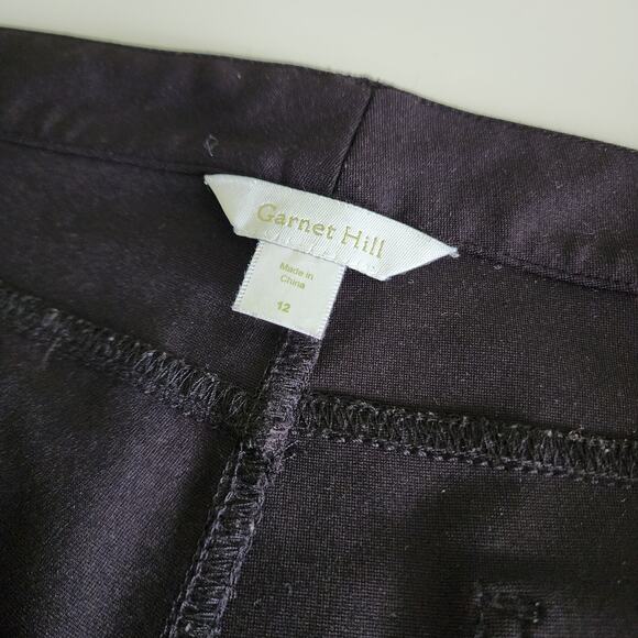Garnet Hill Womens Stretch Comfort Pants Size 12 Black Skinny Ponte Knit Classic - Picture 5 of 11